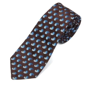 Vintage 1970s CAPPUCCINO Striped Blue Paisely on Brown Men's Skinny Neck Tie - Picture 1 of 4