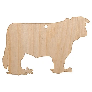 Hereford Cow Solid Unfinished Craft Wood Holiday Christmas Tree DIY Ornament - Picture 1 of 7