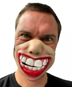 Half Face Mask Funny Big Teeth Smile Grin Masks Adult Child Costume Accessory - Picture 1 of 4