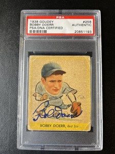 1938 Goudey Bobby Doerr Signed Rookie Card #258 PSA/DNA Auto RC HOF Autograph