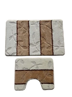 Badvorleger Set 2-teilig WC-Vorleger mit U-Ausschnitt floral retro vintage - Bild 1 von 4