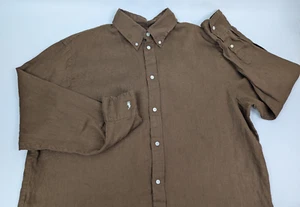 Polo Ralph Lauren Women's Oversized Medium Linen Brown Long Sleeve Button Shirt - Picture 1 of 15