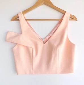 Sheike Top 10 Womens Pink Peach Empire Crop Tank Sleeveless Lined - Picture 1 of 7