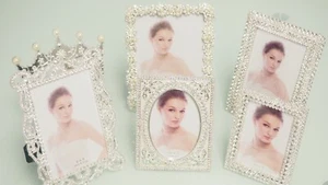 Premium Fancy Regal Picture Frames Acrylic Diamond Gemstone Crystals Pearls Meta - Picture 1 of 7
