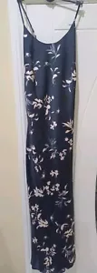 M&S ROSIE Satin Floral Long Chemise Nightdress Size 16 NAVY MIX - Picture 1 of 11