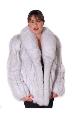 Abrigo chaqueta de piel de zorro azul natural real para mujer Madison Avenue Mall - 25" Foto 1 de 3