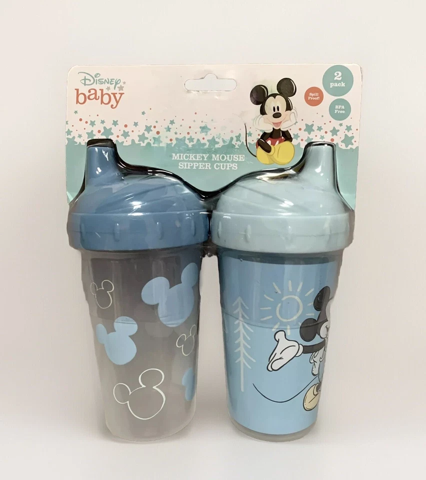 DISNEY BABY SIPPER CUPS 2 PACK - BOYS - EXPLORER BLUE - MICKEY MOUSE