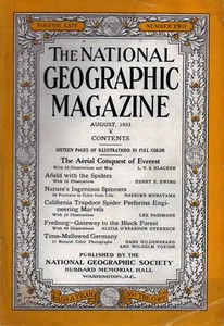 NATIONAL GEOGRAPHIC AUG 1933 FREIBURG TRAPDOOR SPIDERS MT EVEREST AERIAL FLIGHT - Imagen 1 de 9
