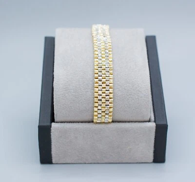 (MA4) 14K Two Tone Gold Fashion Link Bracelet 15.5 Grams Size 7-7/8 in. 9.78 mm - Image 1 of 4
