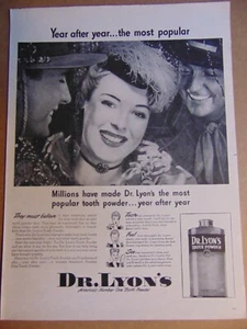 1946 Dr. LYON'S ZAHNPULVER Millionen lieben es! vintage kunstdruck anzeige - Bild 1 von 1