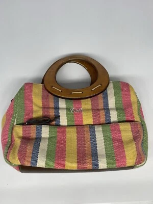 RELIC Canvas Funky Bag Pink, Tan and Orange Stripes Coastal Bohemian Beach - Image 1 of 4
