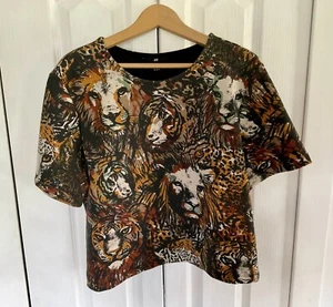 H&M Top Size M Cat Lion Animal Print BNWOT - Picture 1 of 8