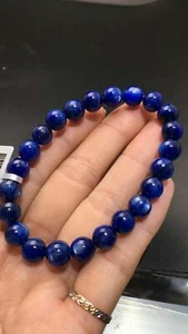 Pulsera Elástica Genuina Azul Cianita Ojo de Gato Cuentas Redondas 8mm AAA+ - Imagen 1 de 2