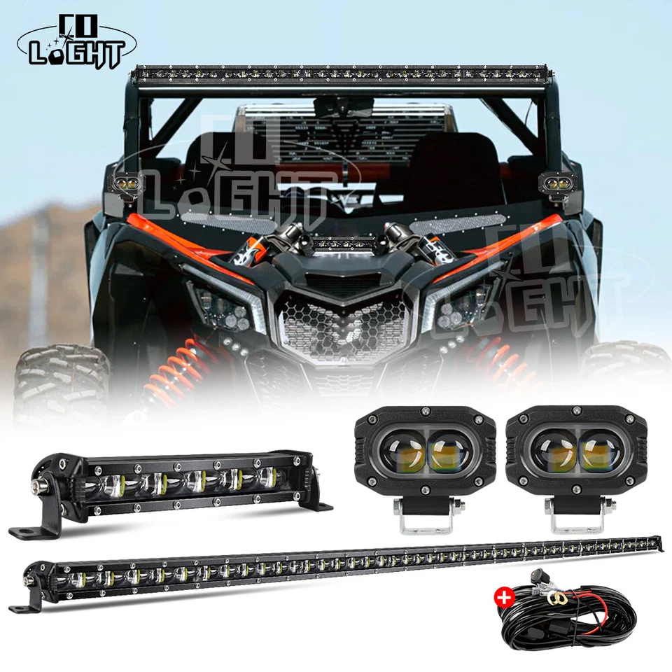 For Can-Am Maverick X3 Roof 6D 50" +7" LED Light Bar+4" Dual Color Pods Wire Kit - Image 1 of 4
