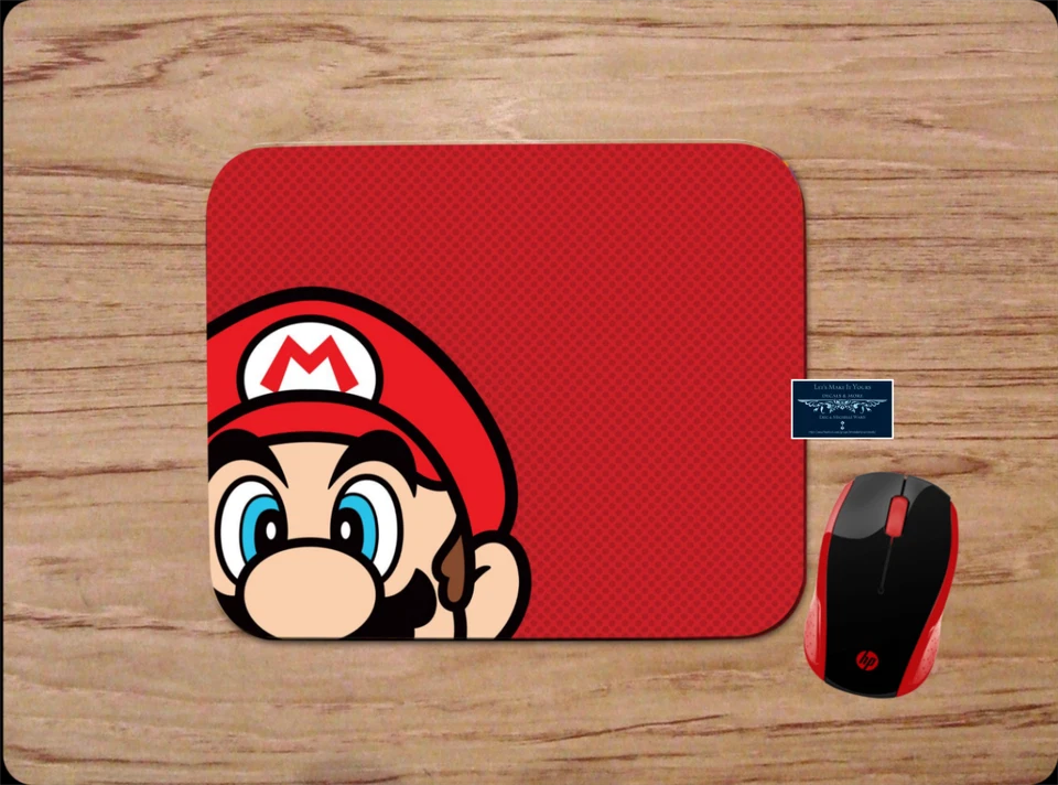NINTENDO MARIO FACE RED CUSTOM NONSLIP MOUSE PAD MAT HOME SCHOOL OFFICE GIFT - Image 1 of 1