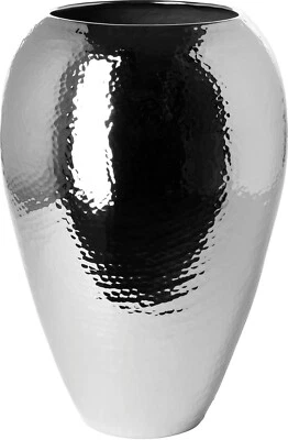 Fink  moderne Edelstahl Vase MALANA   Gehämmert Vernickelt 32 cm Hoch - Bild 1 von 3