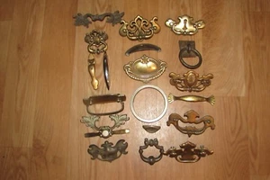 Vintage Metall Schrankgriffe Ziehen-Messing-Schmiedeeisen-Zinn-Chrom-Kupfer#2995 - Bild 1 von 48