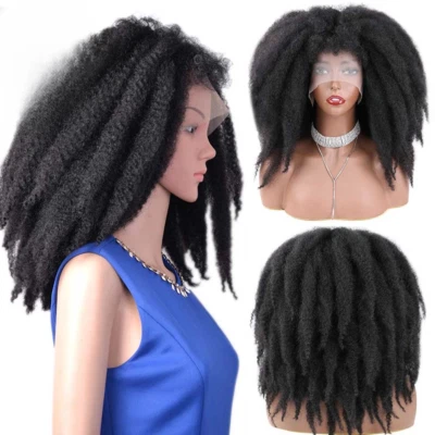 Peluca corta de encaje sintético torcido con flequillo 14 pulgadas trenzado mullido torcido para mujer Foto 1 de 4