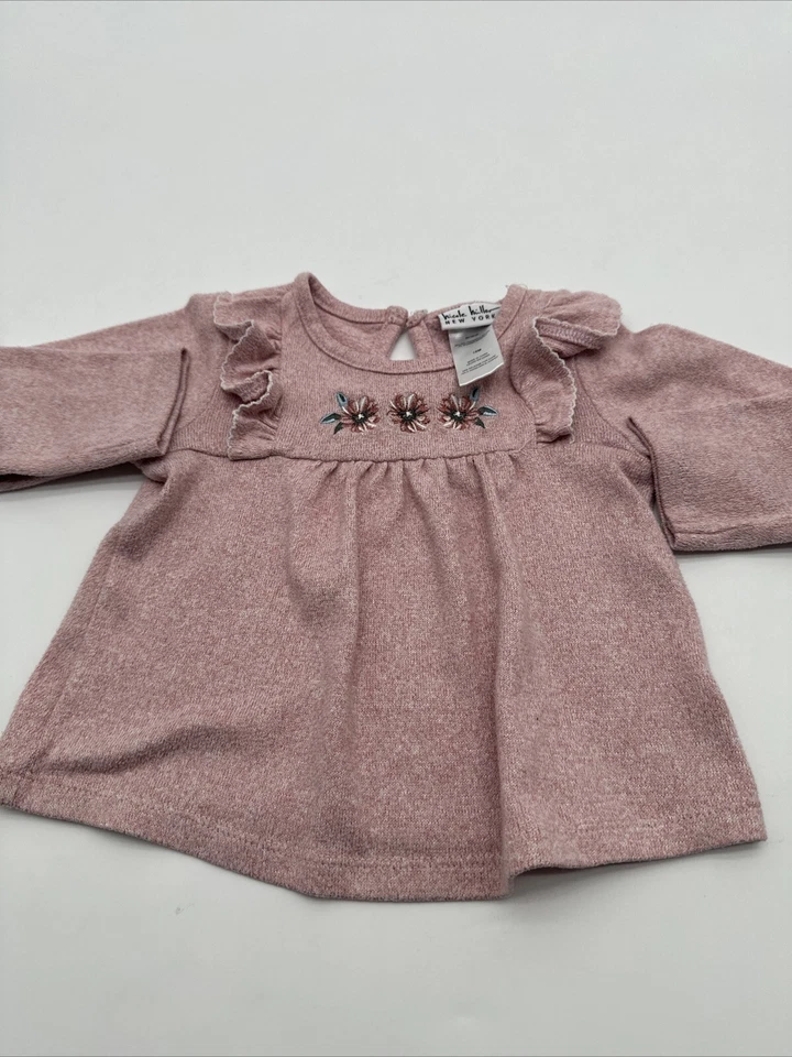 Camisa Nicole Miller Manga Larga Juvenil Niña 18M Bordada Floral Rosa..#14333 Foto 1 de 4