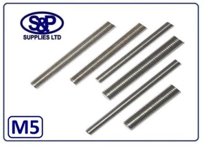 5MM (M5 / 5mm) A2 ST/STEEL THREADED BAR ALLTHREAD STUDDING STUDS 100MM TO 350MM - Picture 1 of 3