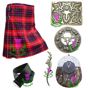 Scottish Kilt Outfit Set Fraser Of Lovat Tartan 8 Yard 16oz Acryl Wolle 7 Stück - Bild 1 von 14