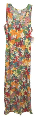 NWT Lularoe Large Blue Orange Pink White Mauve Floral Dani Maxi Column Dress - Изображение 1 из 4
