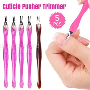 5x Cuticle Pusher Trimmer Cutter Remover Pedicure Manicure Nail Art Tool Kit - Picture 1 of 15