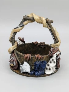 Decorative Firehouse Dalmation Fireman Ladder Hose Basket Handle Resin 5.25" - Picture 1 of 12