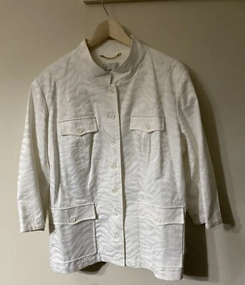 Linea Louis dell'olio White Zebra Animal Stripe Blazer Jacket Womans 1x - Image 1 of 4