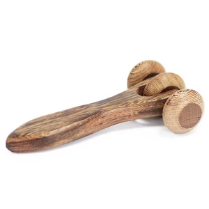 WOODEN MASSAGER - 3 Disc Roller - All Over Body Use - Relieve Tension Soreness - Picture 1 of 1