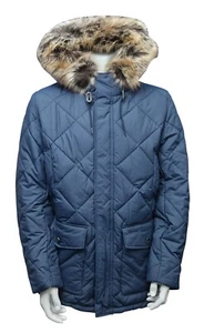 BARBOUR Mens Holburn Quilted Puffa Zip Jacket Coat Navy Blue Medium MRRP £269 - Picture 1 of 7