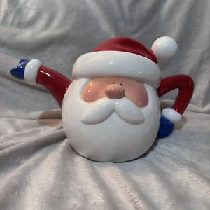 Department 56 Merry Merry Santa Christmas Tea Pot Ceramic - Picture 1 of 10