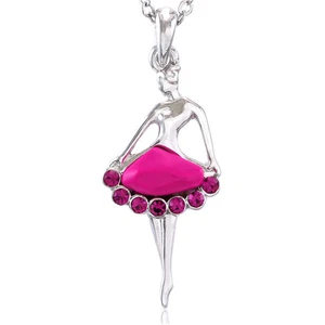 Pink Ballerina Necklace Pendant Ballet Dance Charm Gift for Girls Teens Women u1 - Picture 1 of 3