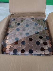 Metal Hexagon Tile Bronze / Black Peel and Stick -12" x 12"--Lot of 10 TILES - Picture 1 of 2