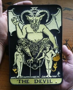 Patch LARGE Tarot Death Card DEVIL Embroidered BIKER MOTORCYCLE Back Patch - Picture 1 of 6