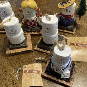 S'MORES SNOWMAN ORNAMENT LOT Farmer Broken Except Doctor * See Photos - Picture 1 of 8