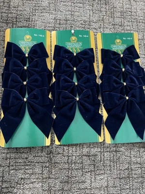 Juego de 12 arcos de terciopelo azul marino de 6 pulgadas atados a mano en Guatemala Foto 1 de 2