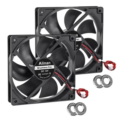 2Pcs 12025 120Mm X 25Mm 12V 5 Inch Dual Ball Bearings Brushless Fan 2Pin DC Cool - Image 1 of 4