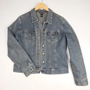 Harold's Womens Jean Jacket Large Dark Denim Farm Country Cowgirl Western Button - Picture 1 of 15