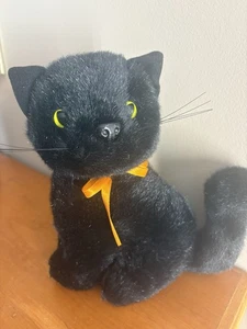 "De colección Toy-O-Rama Halloween Gato Negro Peluche Ojos Verdes 9"" Usado en Excelente Condición" - Imagen 1 de 3