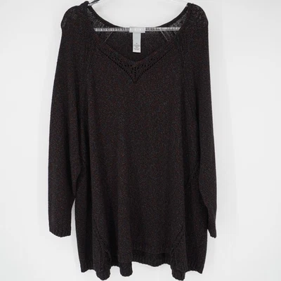 Suéter Catherines Mujer 3X Negro Cuello en V Pullover Colorido Moteado Acogedor Foto 1 de 4