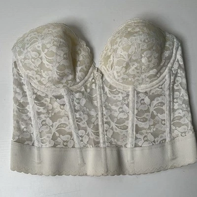 Vintage Y2K Fredricks of Hollywood White Lace Corset 34C Underwire Boning Bridal - Image 1 of 4