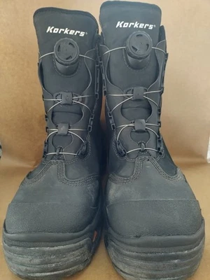 SIZE 11 KORKERS DEVILS CANYON WADING FISHING BOOT FELT + KLING-ON RUBBER SOLES  - Image 1 of 4