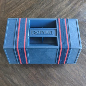 Vintage Rolykit Blue Roll Up Storage Box Craft Case Jewelry Sewing Fishing Tools - Picture 1 of 4