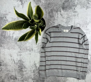 Folk Striped Cotton Gray Size 3 Fleece Jumper Men’s Sweatshirt Pullover Hoodie - Picture 1 of 10