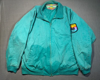 VINTAGE Wrangler Jacket Mens XL Teal Bomber Full Zip Cotton Brushpopper 90s - Image 1 of 4