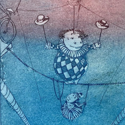 Radierung "Der 5-Uhr Tee" v. Lisa Sophie Rackwitz (*1980) Halle (Saale) 1999 - Bild 1 von 4