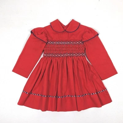 Vestido Vintage Polly Flinders Niñas Talla 4 Rojo Calado Fiesta de Navidad Foto 1 de 4