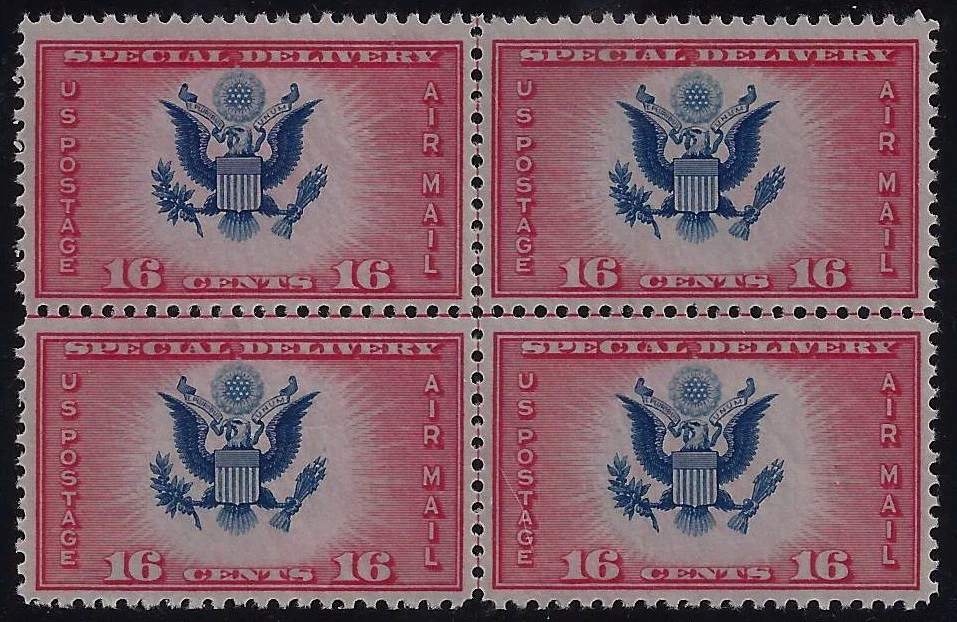 CE2 - Huge Blue Vignette Color Shift Error / EFO Center Line Block Mint NH - Image 1 of 1