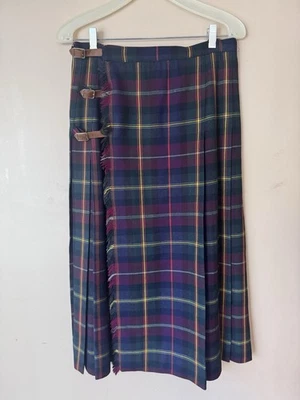 RALPH LAUREN VINTAGE LONG TARTAN 100% WOOL PLAID KILT/SKIRT-12 - Image 1 of 4